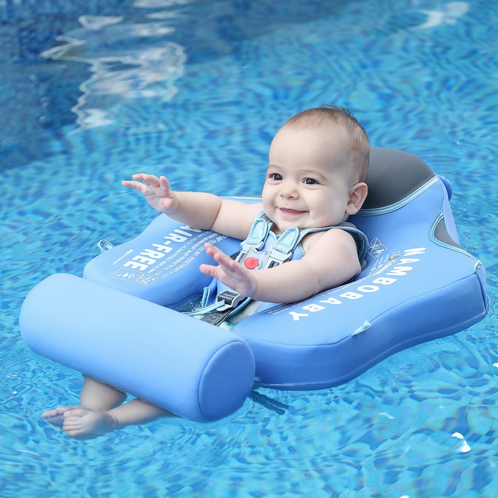 Mambobaby Baby Float With Roof Toddler Lying Swimming Ring Waist Non-Inflatable Buoy Swim Trainer Paddling Pool Toys Accessories