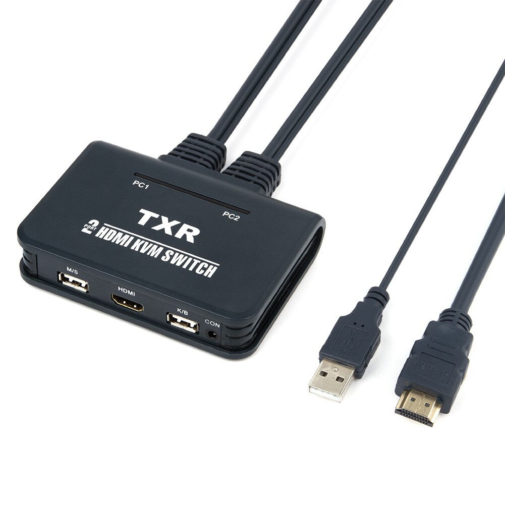 2 Port HDMI Accessories Notebook USB Keyboard Mouse Button With Cables KVM Switch Computer Dual Monitor Splitter Box