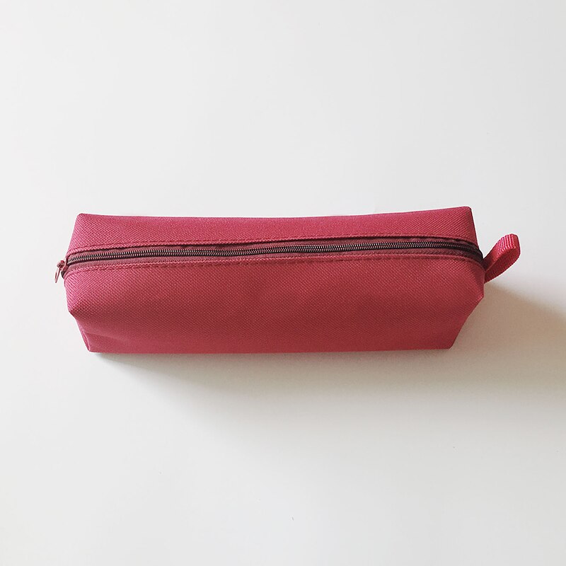 Pencil Case Makeup Bag Canvas Zipper Pen Bag Box Solid Cosmetic Bag School Stationery Bag Cosmetic Brush Bag For Girl Boy: Red
