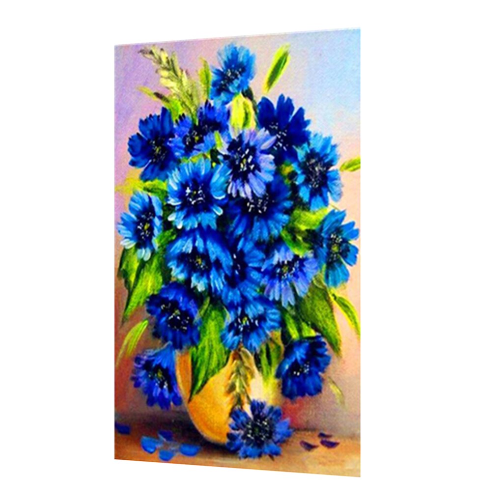 DIY 5D Diamond Painting Kits, Blue Flowers Crystal Rhinestone Embroidery Arts Craft for Home Wall Decoration,30 * 20 cm