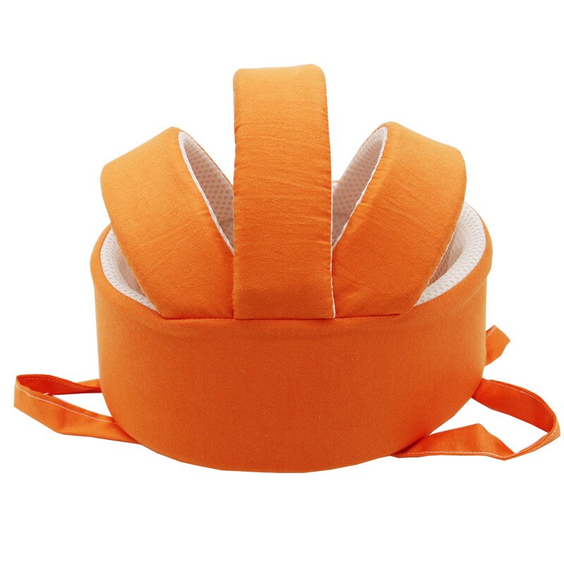 Spædbarn knuste-resistent hovedbeskyttelse hjelm baby hat stødabsorbering åndbar stil småbørnehætte kollisionssikker hætte: Orange rød