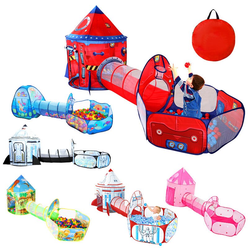 3 Stks/set Kinderen Tent Kids Tipi Speelhuis Speelgoed Bal Pool Ballen Pit Met Kruipen Tunnel Draagbare Tent Voor Kinderen pop Up Teepee