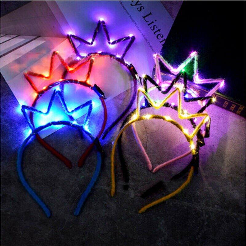 LED Glow Light Tiara Crown Head wear Royal Princess Headband Flashing Hair Accessories For Child Adult Birthday Party navidad