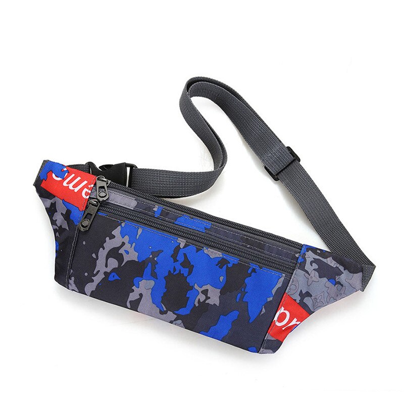 Fanny Pack Vrouwelijke Sport Mode Waterdicht Borst Handtas Unisex Heuptas Dames Taille Packs Camouflage Buik Riem Tassen: Blue