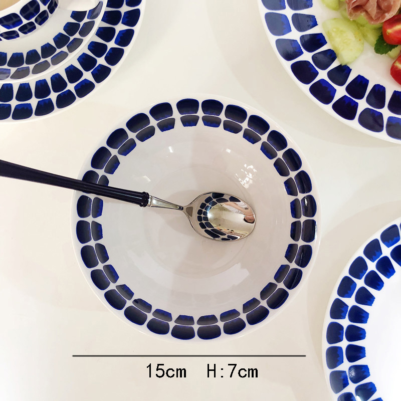 Breakfast Salad Bowl Pasta Dinner Plates European Afternoon Tea Milk Mugs Coffee Cups with Dessert Dishes Home Ceramic Tableware: Blow-15x7cm