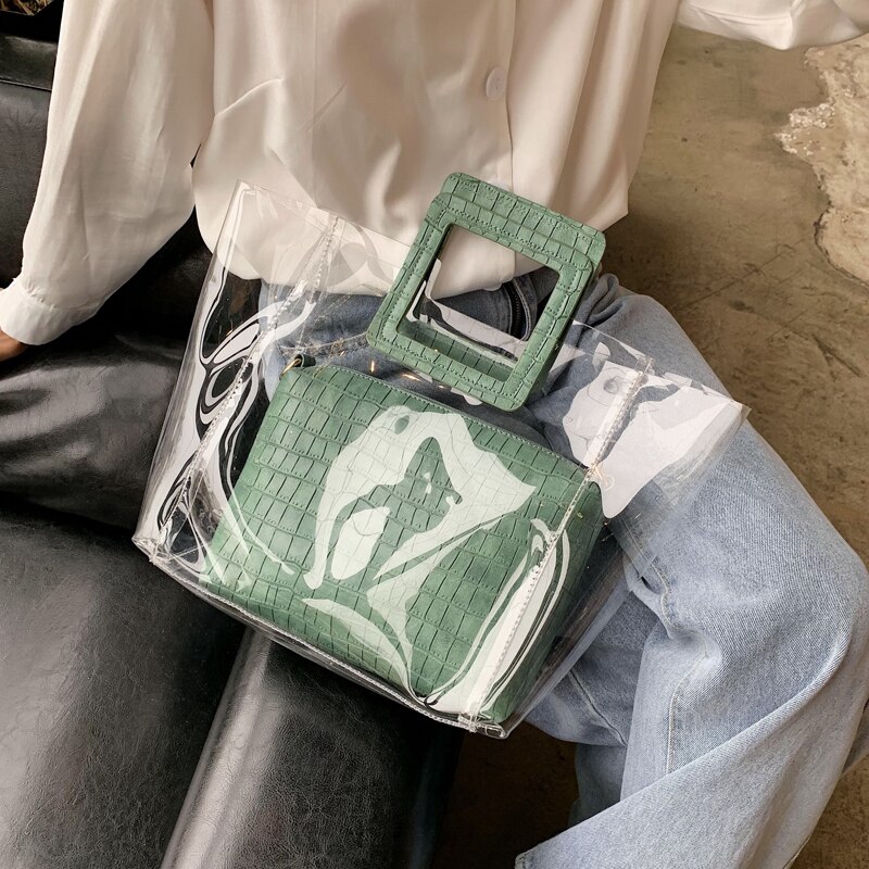 Sac fourre-tout Transparent en gelée été sac à main de en PVC pour femmes