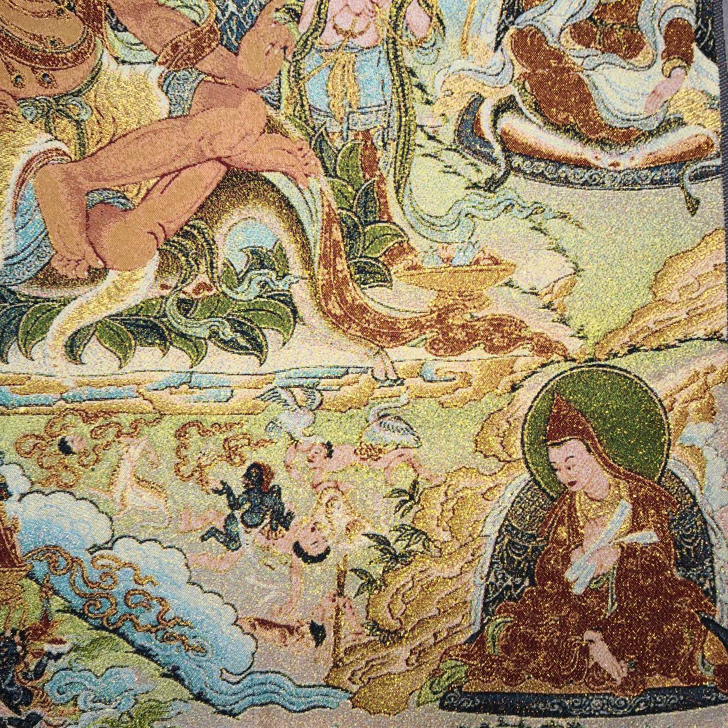 Een Boeddhistische Thangka, geschilderd op zijde. - N.V