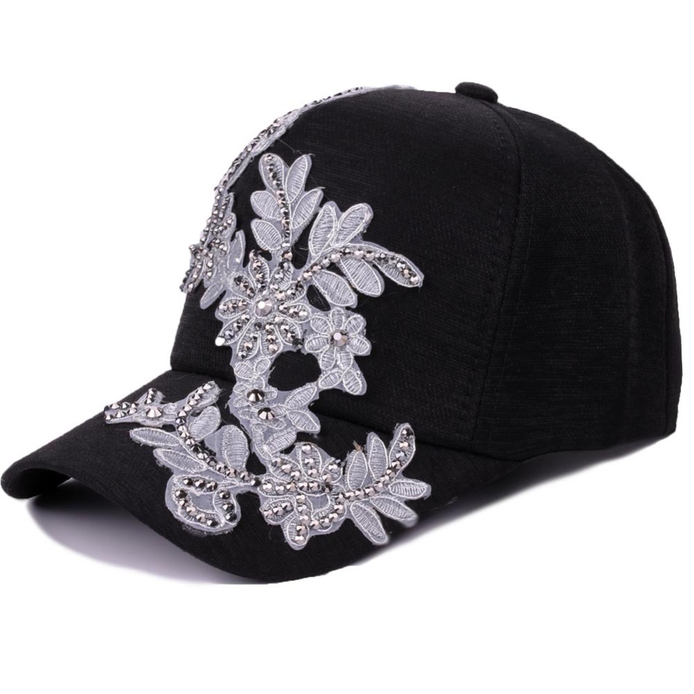 Mode Witte Baseball Cap Vrouwen Bloemen Vorm Jeugd Meisjes Hoeden Casquette Homme Womens Grey Borduren Klinknagel Snapback Cap