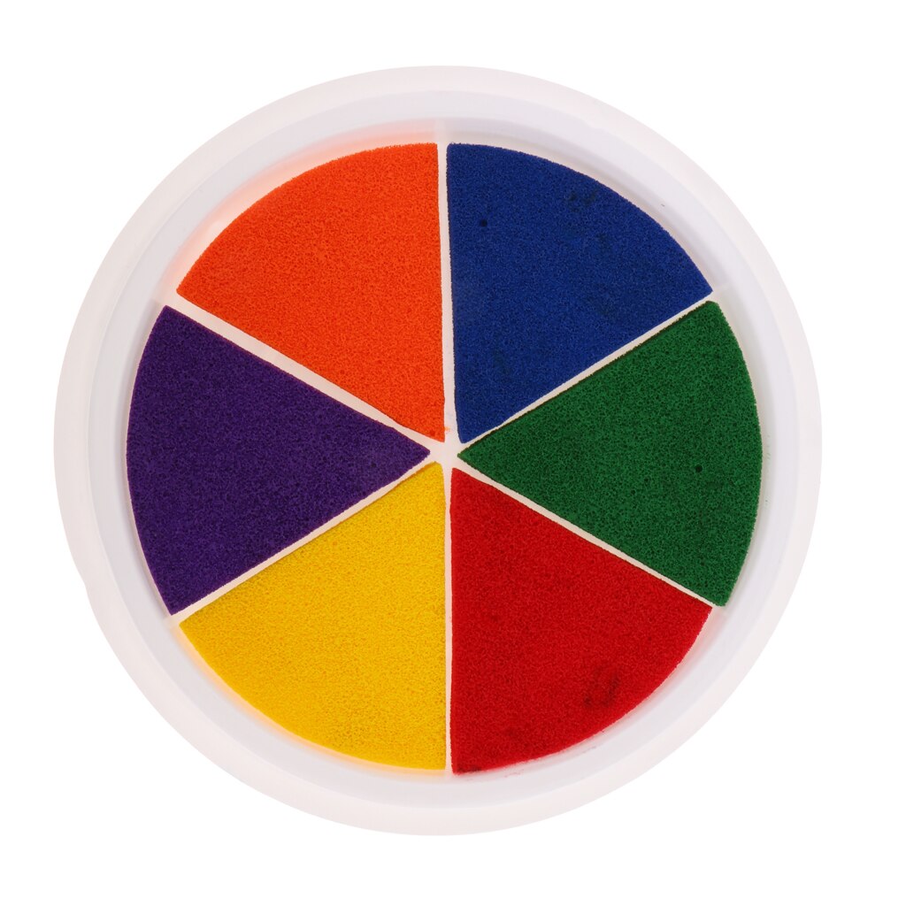 Kids Children DIY Finger Graffiti Painting Colorful Rainbow Ink Pad - 6 Vivid DIY Colors in Round Box: E