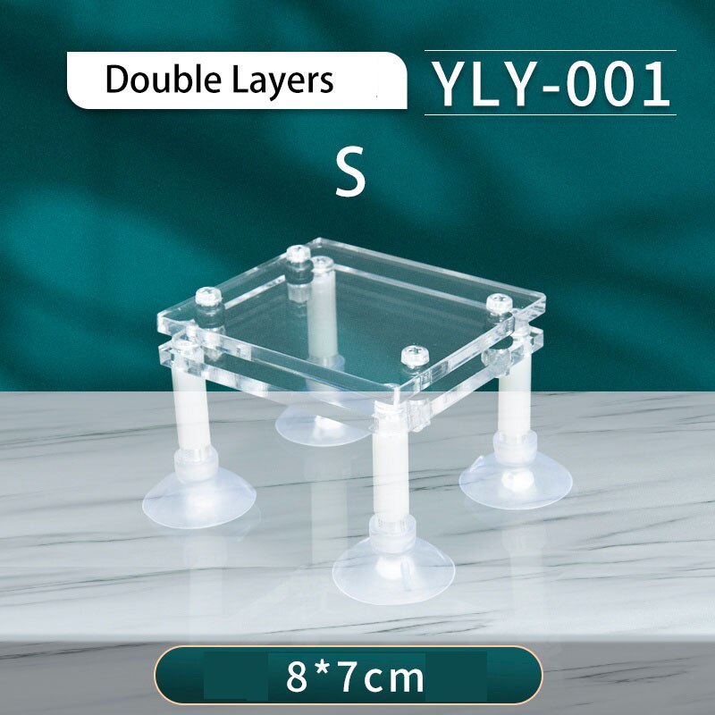 Aquarium Submersible Pump Bracket Shock-absorbing Increased Pad Acrylic Bracket Support Fixed Fish Tank Holder Water Pump Base: S Double Layers / No Gasket