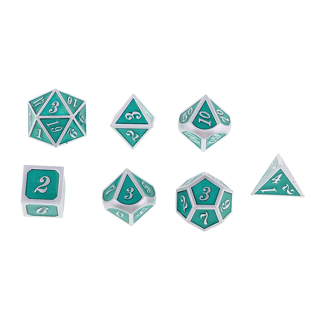 7 Pieces Multi-Sided Dice for DND RPG MTG Table Games: Green