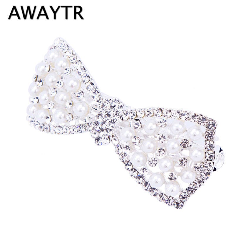 Hair Ornaments AWAYTR Female Hairpins Peacock Hairpin Pearl Cystal Hair Clips Women Hair Jewelry Rhinestone Barrettes: 08