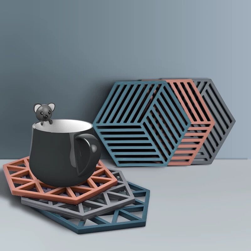 Siliconen kom drank koffie beker onderzetters placemats anti-pad antislip hexagon eettafel matten thuis desktop accessoires