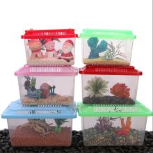 1PC Portable Cage Bowls Feeding Goldfish Turtle Tank Hamster Transparent Box Fish Aquatic Plastic Pet Supplies Aquariums