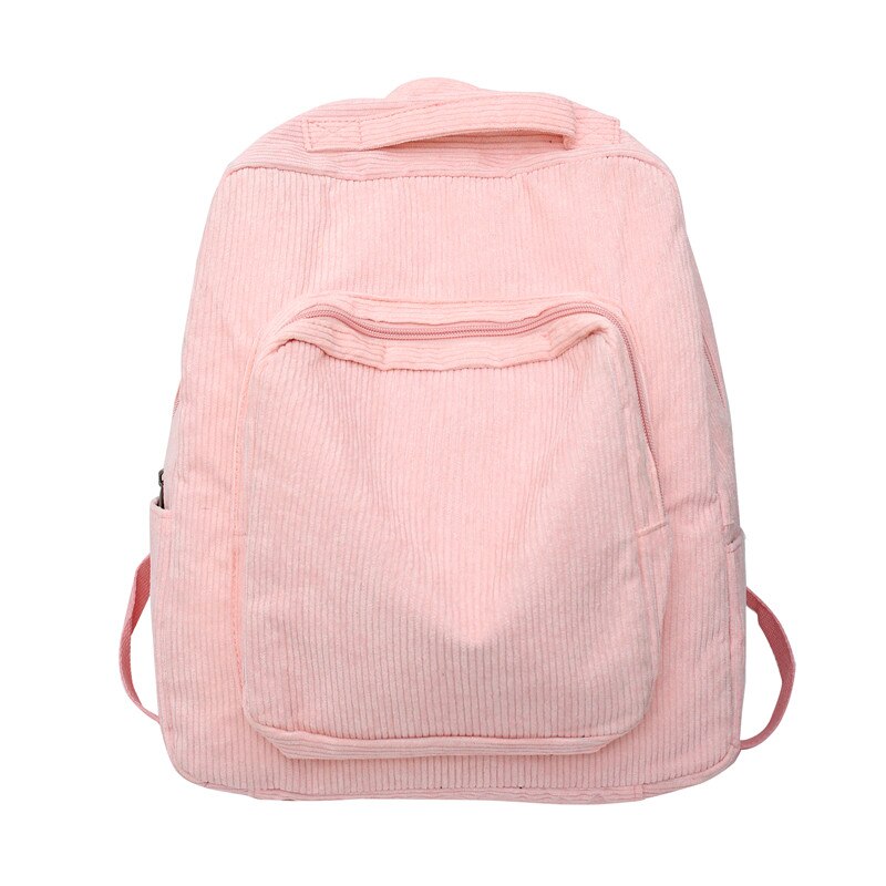 Ladies Solid Pink Corduroy Kawaii Student Backpack Trendy Cute Girl Travel Bag Female Backpack Women College Laptop Bags: pink