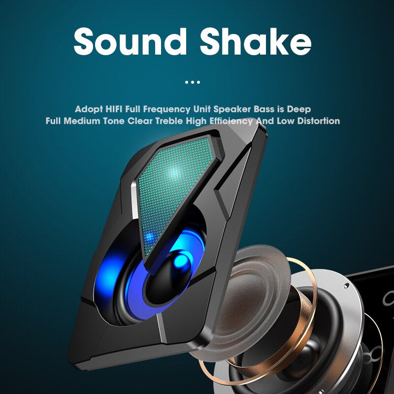 Computer Speakers for Laptop PC Subwoofer 4D Surround Sound Desktop Speaker Colorful LED Light Column Soundbar Theater Box Music
