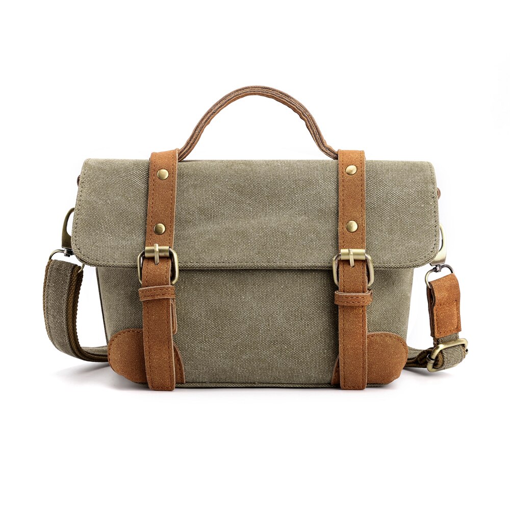 Solid lerret dameskulderveske myk hasp slitesterk crossbody allsidige vesker og vesker med flere lommer: Grønn