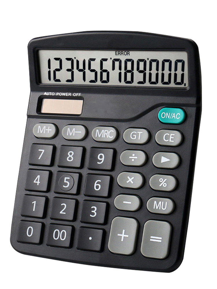 Bordskalkylator med standardfunktion och stor lcd-display med 12- siffror, solcells- och batteridrift, dubbel strömförsörjning för hemmabruk