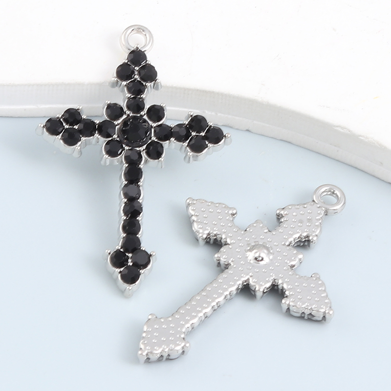 5 stks Mode Hart Cherry Cross Emaille Bedels Y2K Stijl Dark Gothic Hangers Voor Maken Handgemaakte DIY Bevindingen Sieraden: Violet