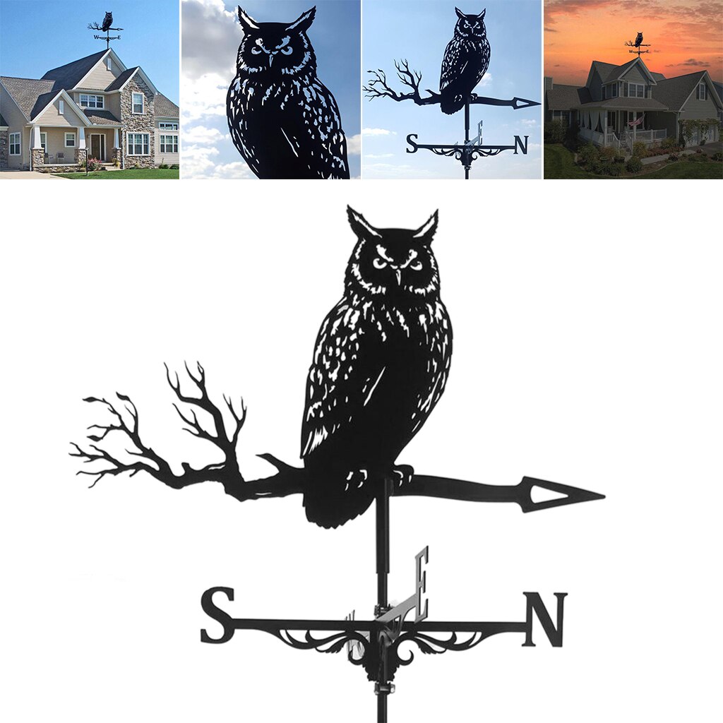 Decorative Wind Vane Weather Vane Black Garden Mount Yard Decoration, Stainless