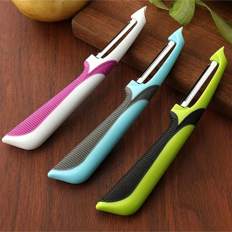 Cuchillo pelador de patatas multifuncional de acero inoxidable para el hogar, herramienta de cocina para pelar verduras y frutas
