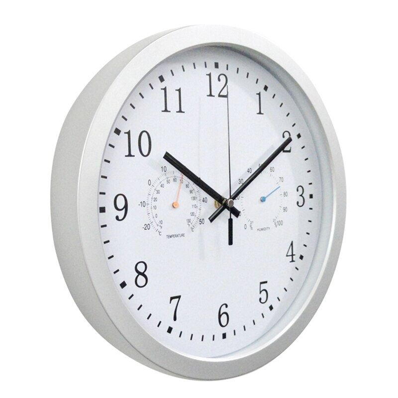 12Inch Clock Automatic Time Adjustment Scanning Radio Controlled Clock Temperature Hygrometer Wall Clock Quiet