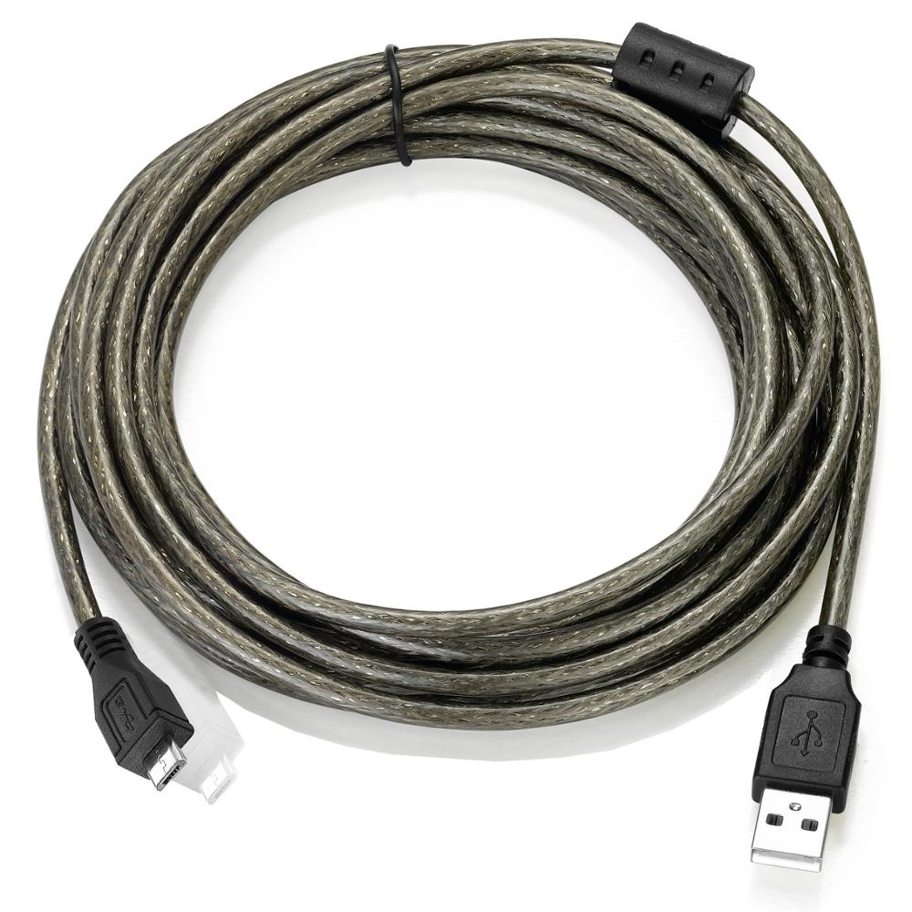 Bochara USB 2.0 Micro Data Cable USB-A to Mirco-B Dual Shielding(Foil+Braided) Transparent Black 1.5m 3m 5m 10m