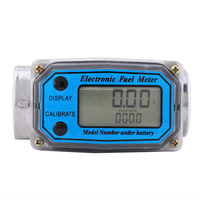 Mini Digital Turbine Flowmeter Diesel Fuel Flow Meter 15-120L 1 inch NPT Turbine Flowmeter Turbine Flow Meter: Blue
