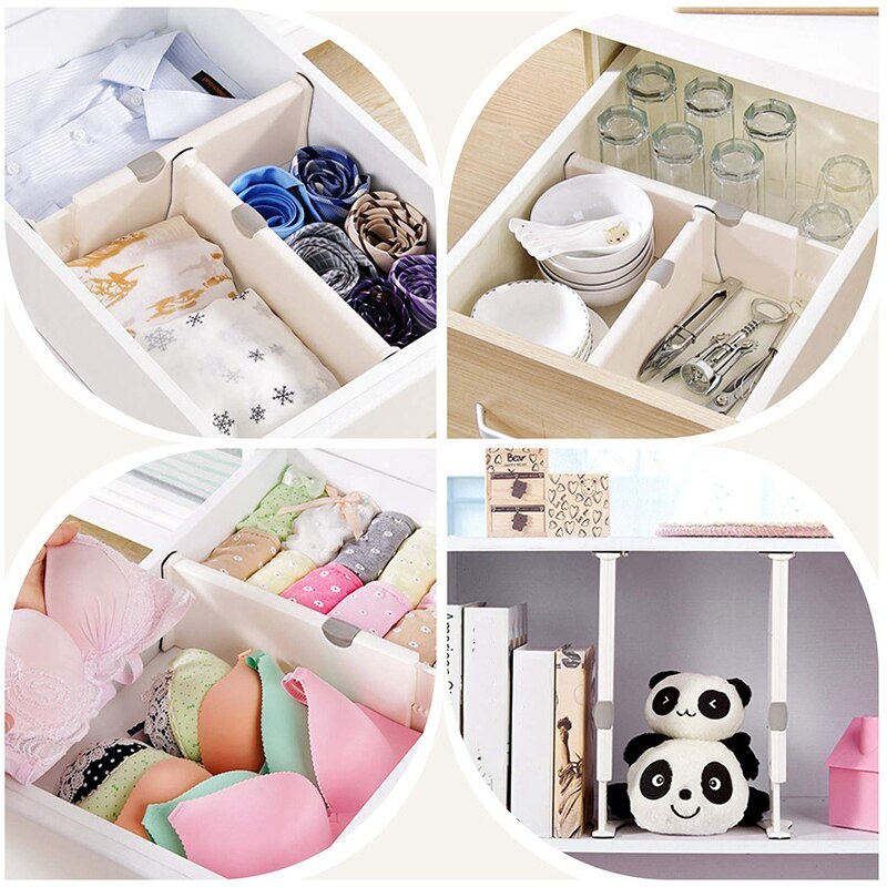 Drawer Dividers, 2 Pack Adjustable Drawer Divider From 11-17 inch, Anti-Scratch Foam Edges Drawer Dividers Organizers for Bedroo