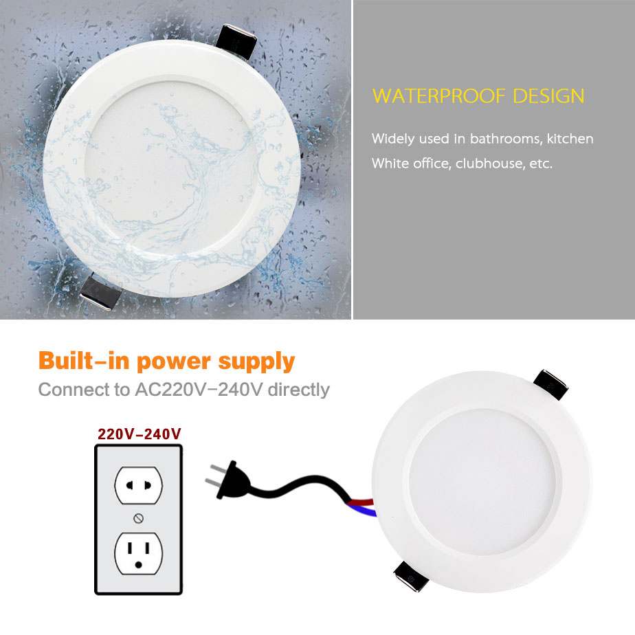 Dimbar vattentät led infälld downlight 5w 7w 9w 12w 15w led spotlight taklampa hembelysning  ac 220v för badrumslampa