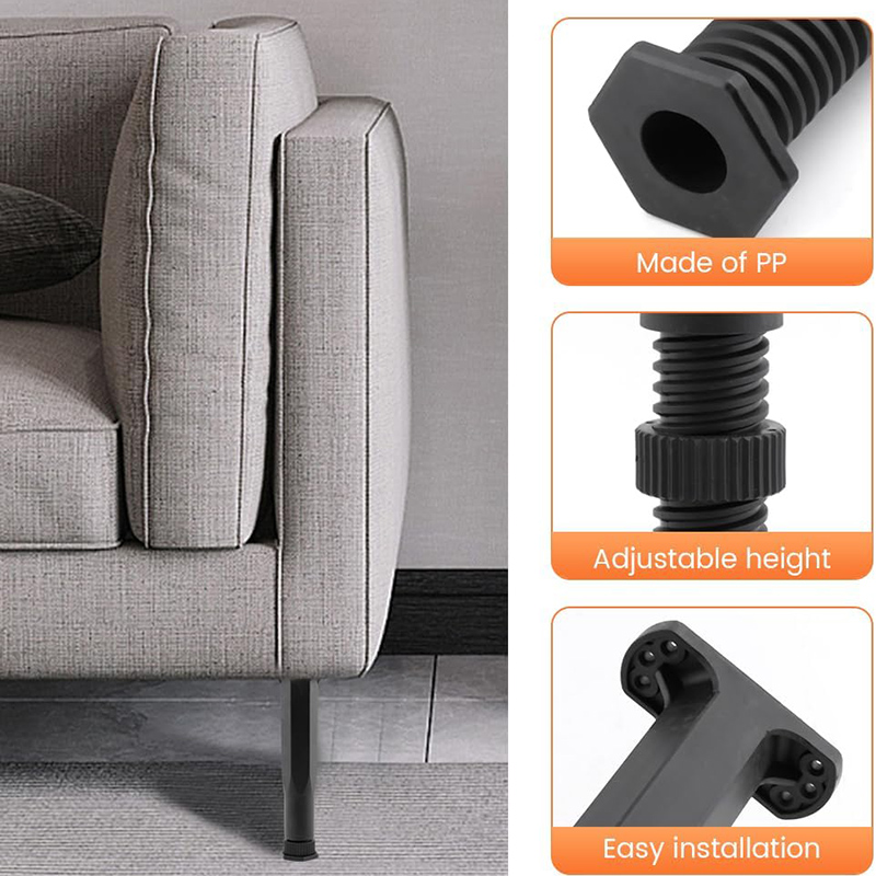 Patas de soporte para muebles, trípode extensible de altura ajustable para herrajes para muebles, adecuado para camas, sofás y mesas, 4 Uds.