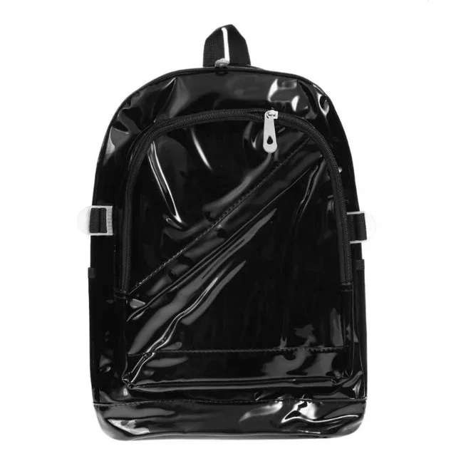 Zaino trasparente alla moda Borsa da scuola per taccuino per ragazze mini adolescenti quotidiana in plastica trasparente in PVC impermeabile: nero