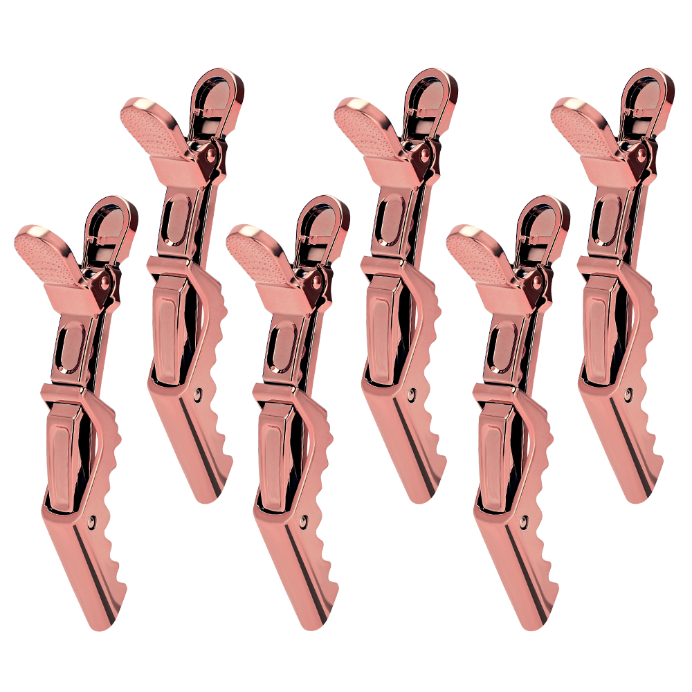 6 stks/partij Plastic Alligator Haar Clips Kappers Klemmen Klauw Sectie Kapper Styling Tools voor Salon Haarspeld Accessoires: Roze