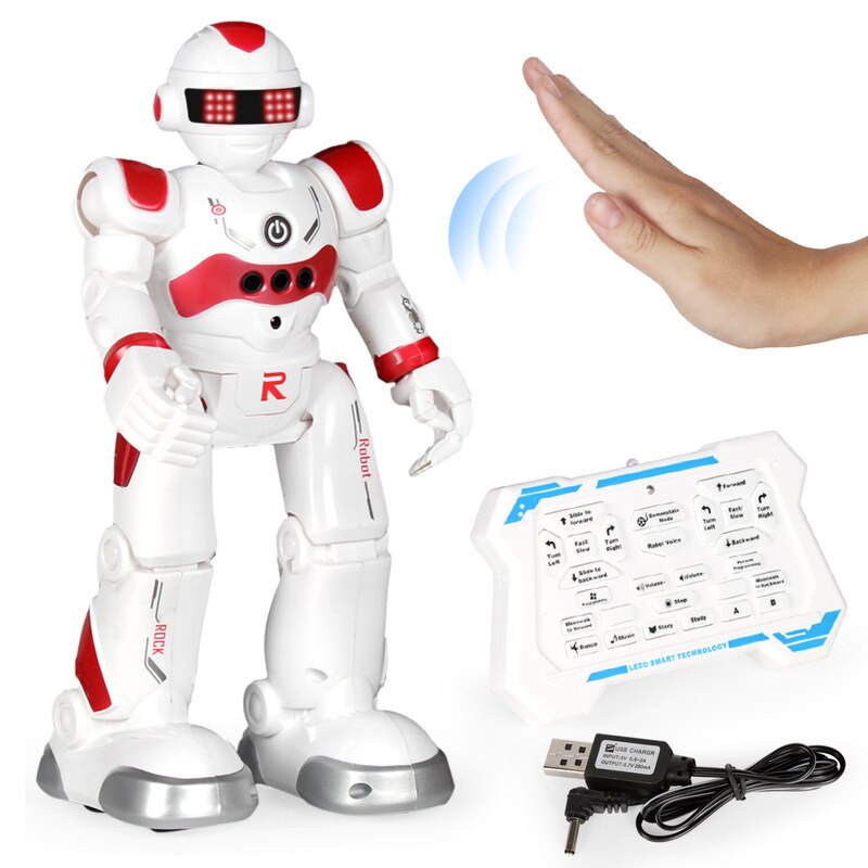 Remote Control Robot USB Charging Multifunctional Gesture Sensing Robot Can Sing and Dance Children&#39;s Toys Children: Red