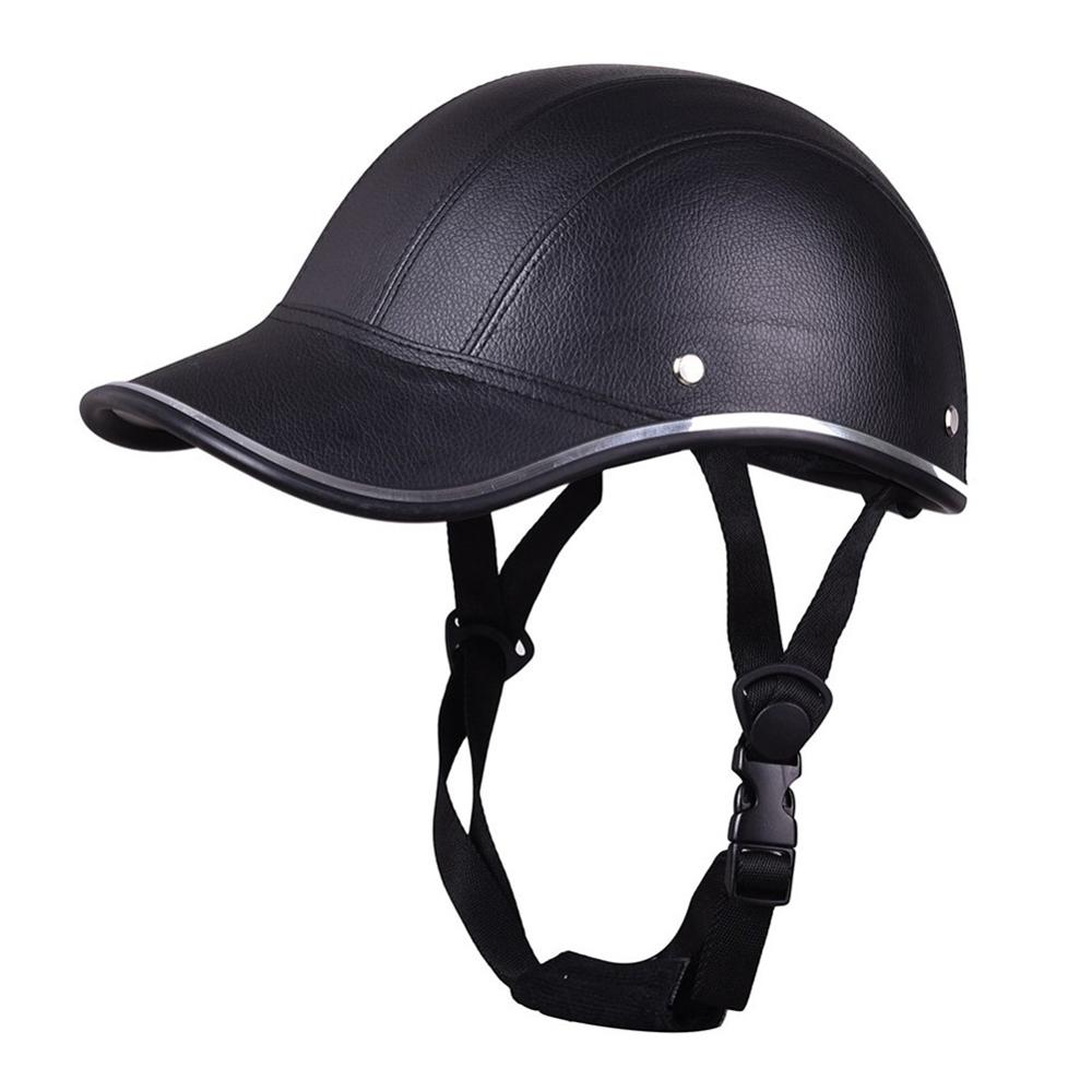 Cycling Helmet PU Ultralight Cycling Baseball Cap Style Bike Motorcycle helmet Visor 55-60cm Outdoor sports helmet: Black