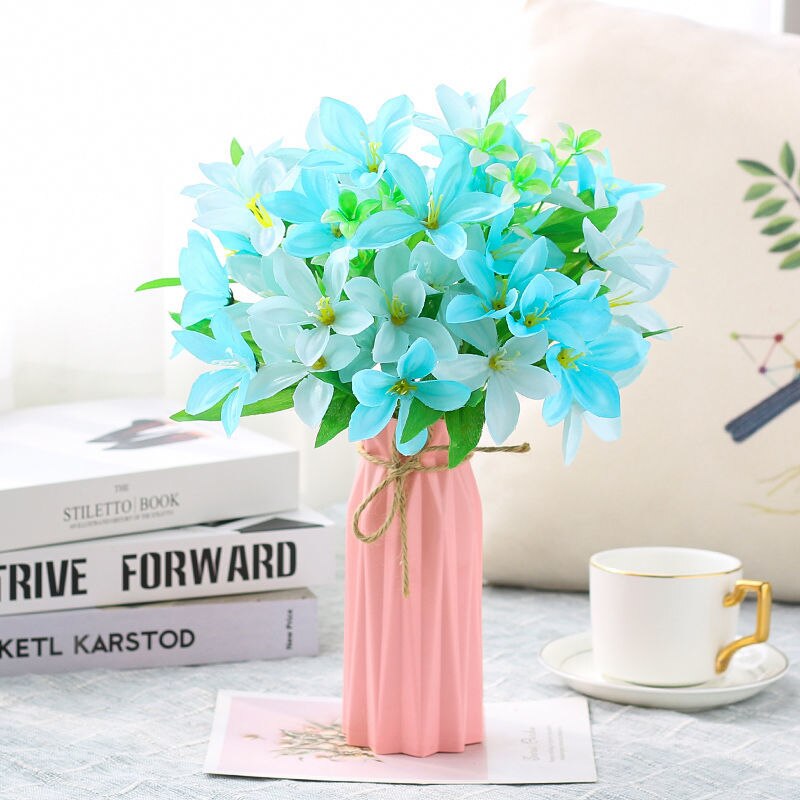 Plastic Vase Home Decoration Accessories Flower Pot Ornaments Simulation Flower Insert Anti-fall European Dry Vase: A-pink