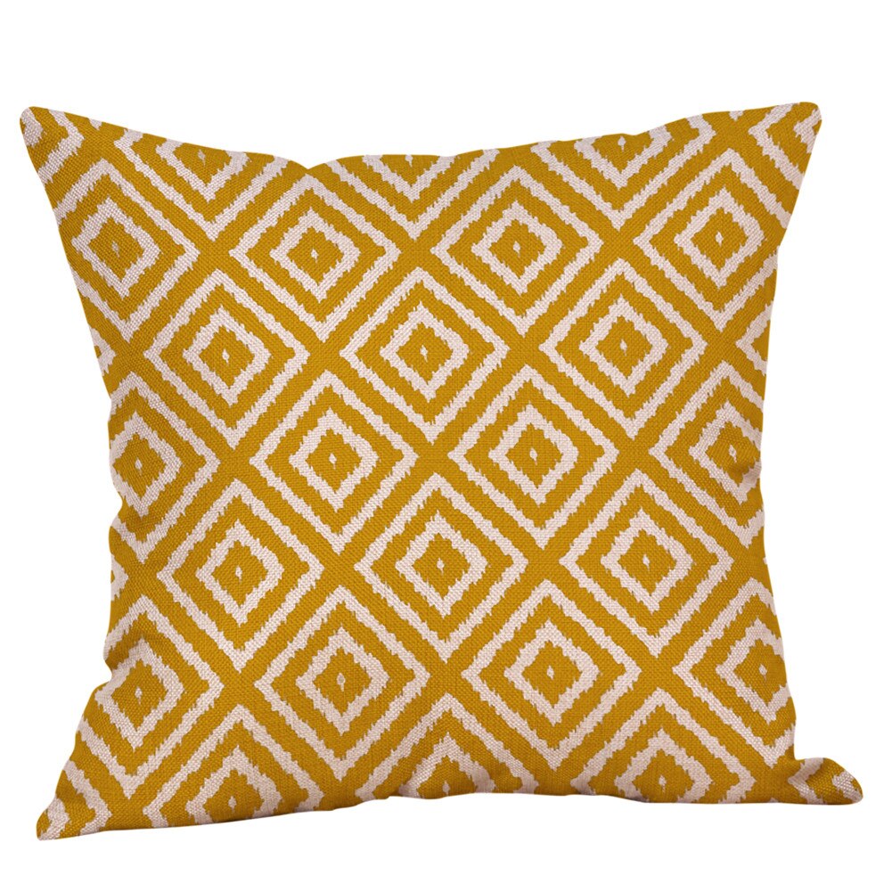 Funda de cojín de color mostaza geométrica amarillo otoño funda de cojín funda decorativa para cojín casa cojín de interior caso decoración del hogar: A