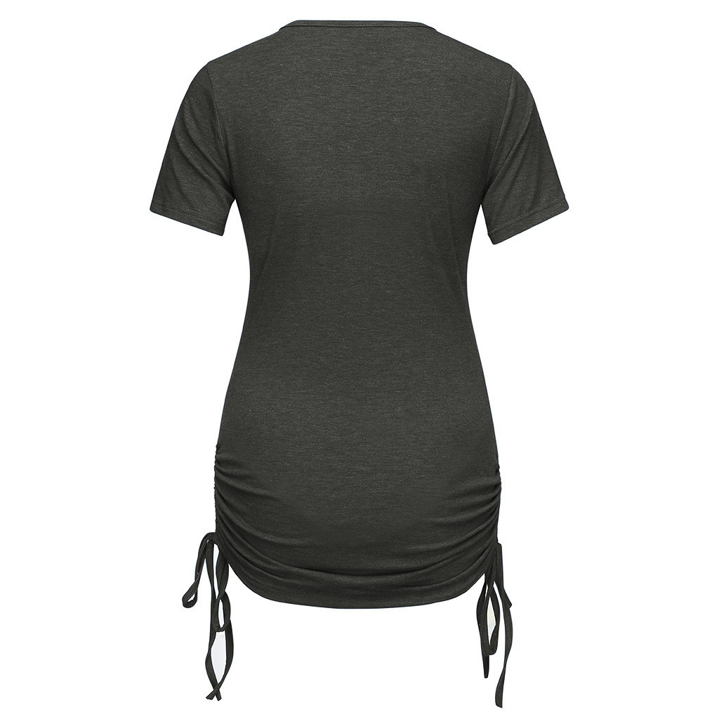 Nursing Cotton Clothes Women Solid Short Sleeve Breastfeeding Tops Maternity Summer Casual Clothes Premama Plus Size For S-3XL: Black / XXL