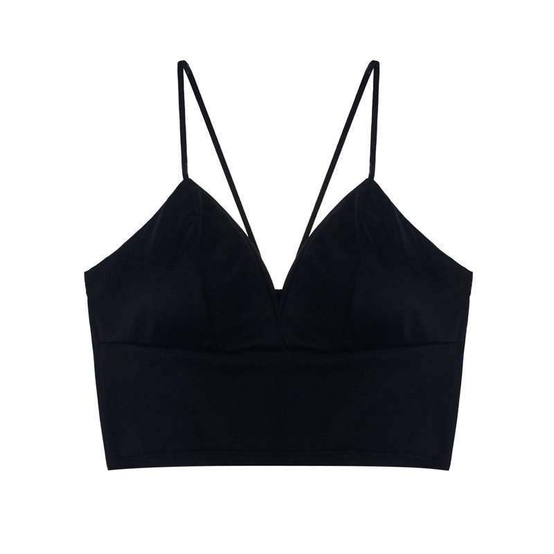 Women Solid Color Sexy Bralette Low Cut Top Bandage Bra Cutaway Tank Tops Female Underwear