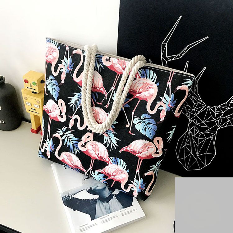 Flamingo Frauen Leinwand Tasche Große Strand Schulter Taschen Casual Weibliche Tote Hand Tasche Großen Einkaufstasche Weibliche Schulter Taschen CJ875