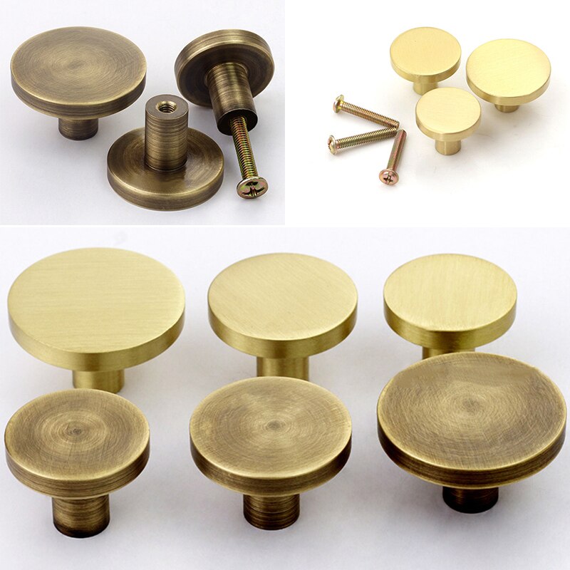 1pc 25/28/33mm Brass Door Knob Cabinet Dresser Drawer Cupboard Wardrobe Pull Handle
