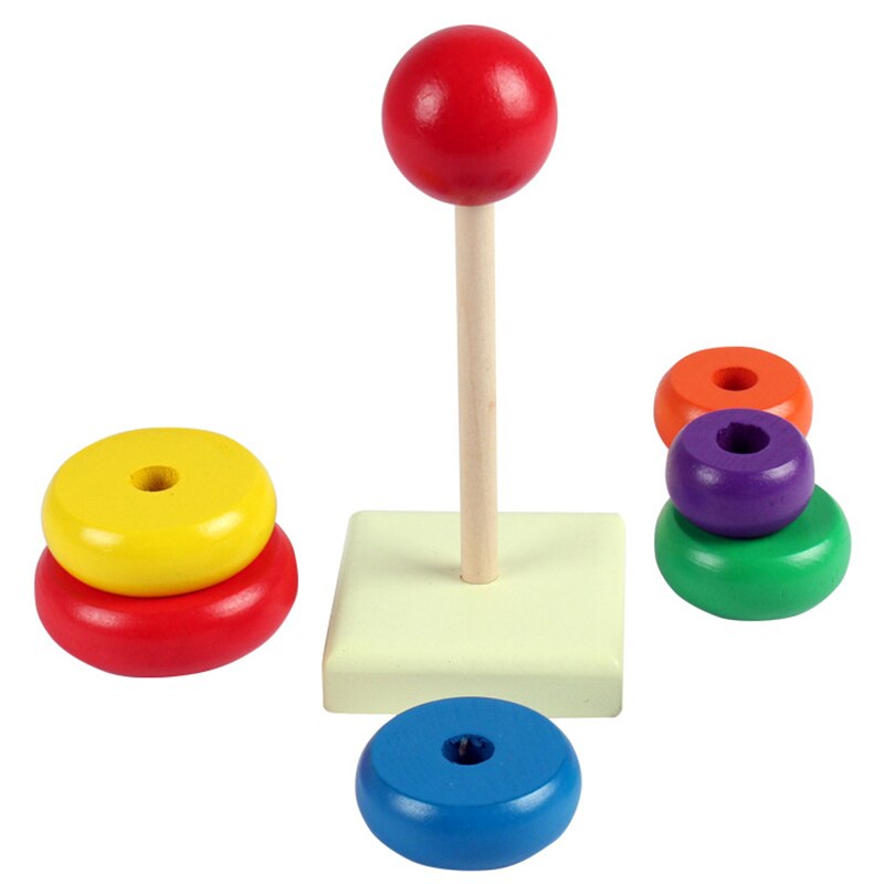 Anillo de madera apilado para bebés, anillo de madera de Color para bebés, juguetes de madera de colores para niños, de juegos divertidos de educación temprana para bebés chico chica