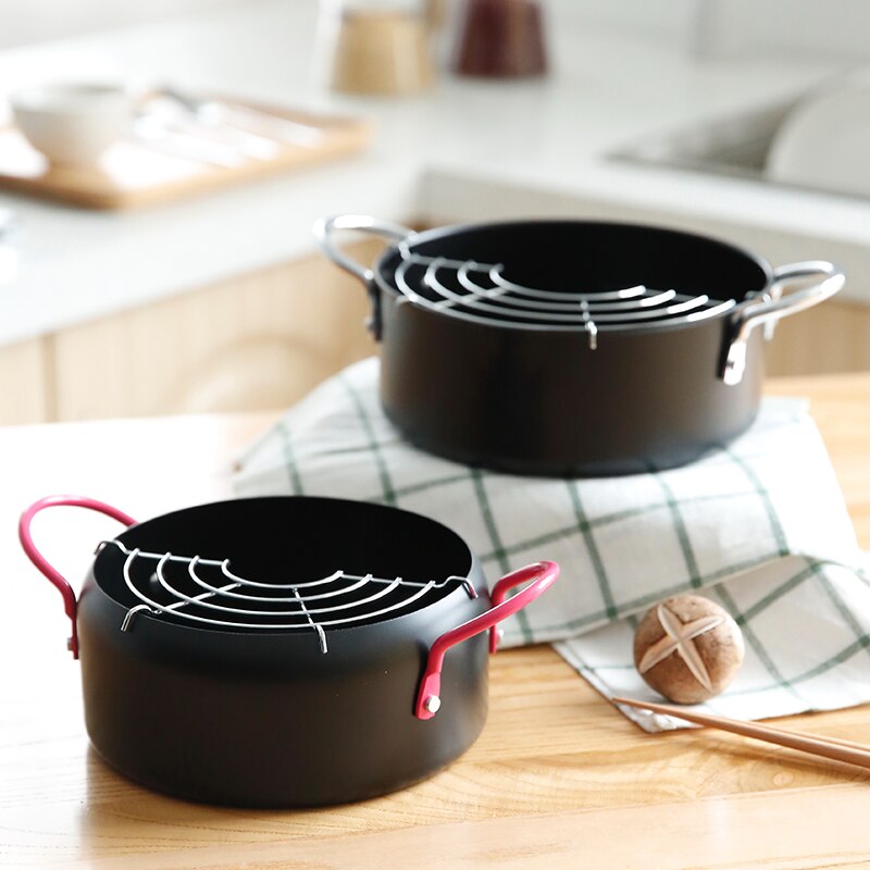 Tempura frying pan small fryer smokeless mini fry pot Japanese pattern