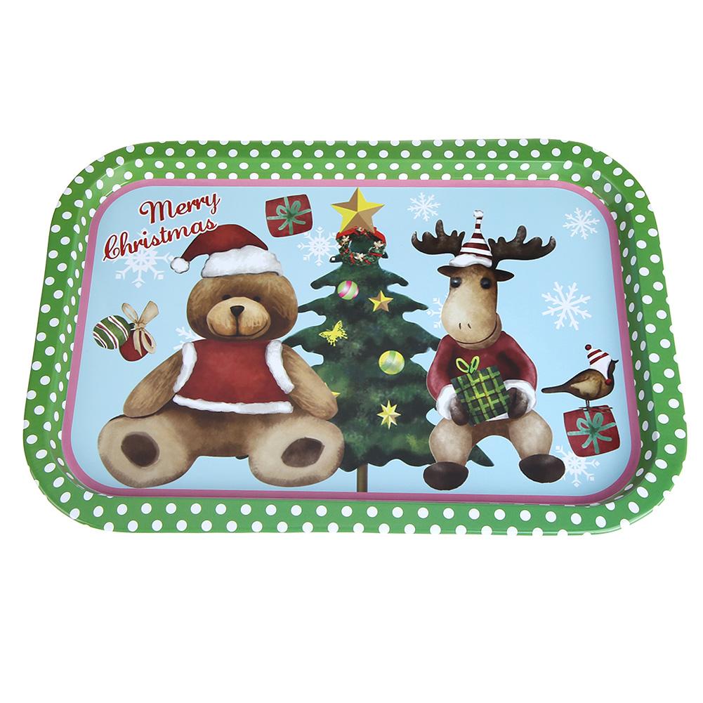 Noël étain plat Rectangle vaisselle assiette alimentaire récipient mariage boîte à déjeuner pour décor de Festival de noël: D