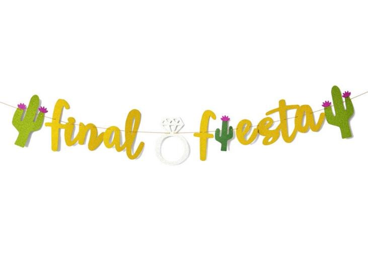 1 Juego de banderines dorados con letras verdes de papel con forma de cactus para Final guirnalda de bandera para decoración de despedida de soltera