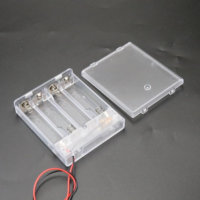 4× AA Battery Holder Box Case With ON/OFF Switch 4 Slot Standard AA Battery Box Transparent battery storage box Power Bank Case