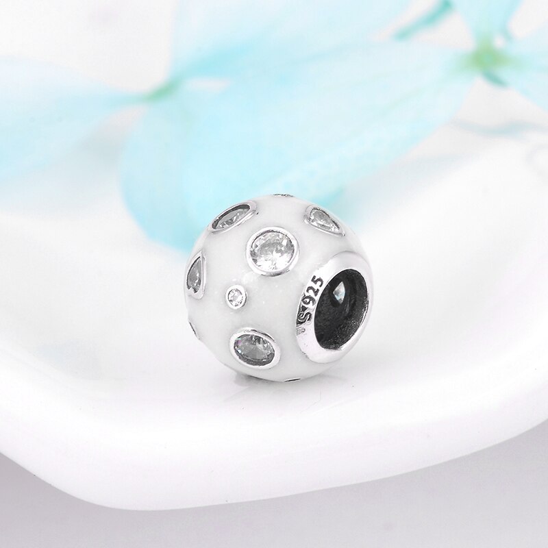 2018 novo 925 prata esterlina fascinante esmalte branco com contas cz caber original europeu charme pulseira jóias fazendo