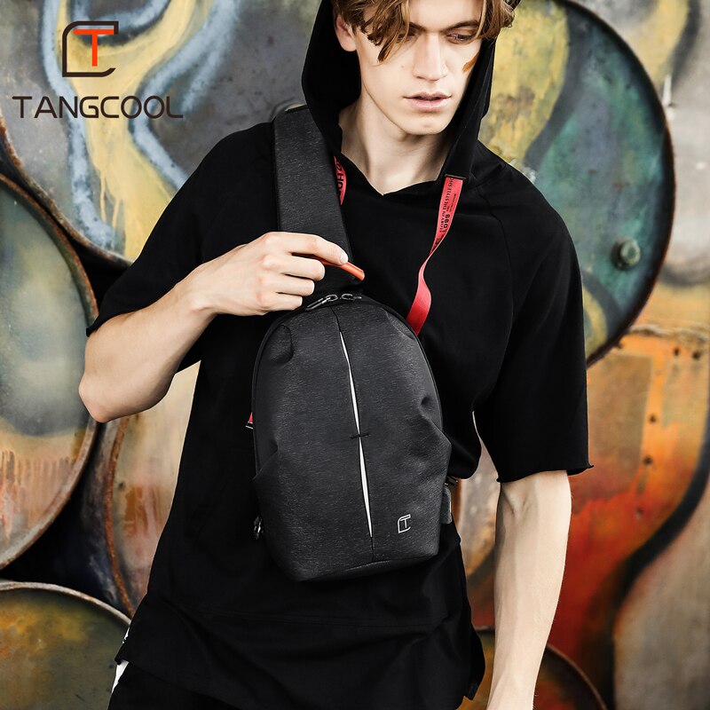 Tangcool Mode Mannen Messenger Bag Mannen USB Opladen Man Borst Bag Pack Anti Diefstal Schouder Crossbody zakken voor Tiener