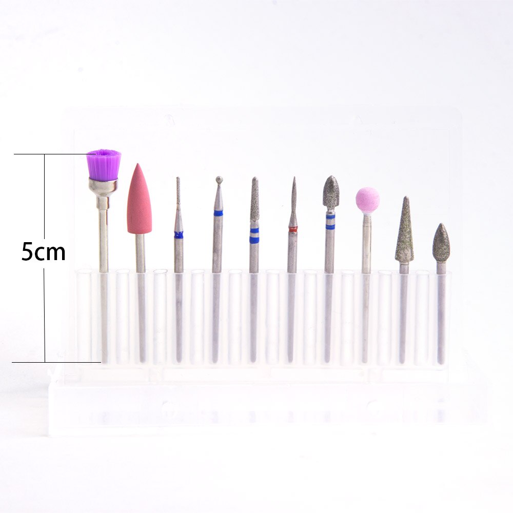 Fraise rotative électrique, jeu de 10 pièces pour lime à ongles, fraises pour polissage, céramique, outil de nettoyage