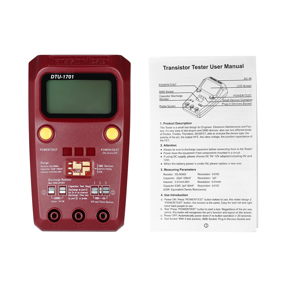 Handheld transistor tester LCD Digital multimeter Transistor Tester SMD Resistance Diode Inductance Capacitance ESR Meter